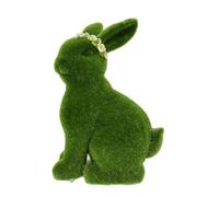 Flocked Bunny | Resin Moss Bunny Figurine-Green Moss Bunnies For Spring- Easter Figurine Decorations | Outdoor Resin Mo-ss Bu-nny Decoration | For Indoor Home Desk Table Shelf Entrance Porch Patio