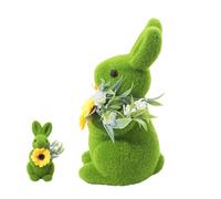 Flocked Easter Bunny Decor - Rabbit Figure | Natural Flocking Realistic Bunny Decoration For Holiday Home, Perfect For Indoor Display In Bedroom, Shelf, Cabinet, Entrance And Gift Family Friends