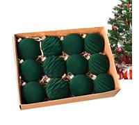Flocked Ornaments, 12 Pieces Breakable Decor For Holiday, 2,3 pouces Velvet Christmas Tree Balls Decorations, Celebration Modern Home Family Yard Entryway Porch Living Room Outdoor