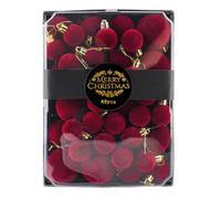 Flocked Velvet Christmas Ball Ornaments Set - 42 Pcs | 5x6cm Shatterproof | Soft Textured ABS Holiday Tree Balls With Hanging Metal Hooks & Ropes, Festive Wreath Garland Indoor Decoration