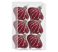 Flocked Velvet Christmas Ornaments - 6 Pack Glitter Hanging Ball Set, Soft Decorative Holiday Wreath Item, Elegant Festive Tree Decoration Accessory Tool, Seasonal Display Piece | Christmas Tree Setup