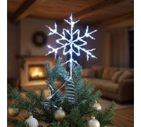 Flocon de Neige Cimier Micro LED Blanc Pur - Décoration Sapin Noël