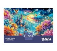 Flocon de Neige de Noël (13) Puzzle Cosmic Vibrant Flowers in A Dreamscape 1000 Pièces Carton pour Adultes Impression HD Anti-Stress Décoration Murale Idée Cadeau Parfaite 52x38cm/1000pcs