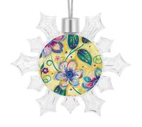 Flocon de neige de Noël avec cercle vert en plastique incassable à suspendre - Décorations 3D pour Noël, fête, anniversaire de mariage, intérieur ou extérieur