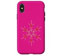 Flocon de Neige Moche Minimaliste Rose et Rouge Coque pour iPhone X/XS