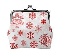 Flocon de Neige Rouge Noël Blanc,Porte-Monnaie en Cuir PU, Petit Portefeuille, Pochette à Monnaie avec Fermoir Baiser