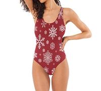 Flocon De Neige Tombant De Noël Rouge Maillot de Bain Femme One Pieces Bikini Monokini Sexy Slim pour La Plage Femmes Filles