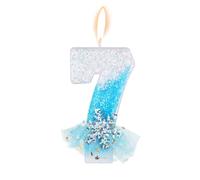 Flocon Neige Paillettes Bougie Number, Bougie d'Anniversaire Neige Glace et Neige Brillantes Bougies d'Anniversaire de Style Hivernal Fournitures Décoration Fête d'Anniversaire(Numéro 7)