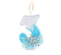 Flocon Neige Paillettes Bougie Number, Bougie d'Anniversaire Neige Glace et Neige Brillantes Bougies d'Anniversaire de Style Hivernal Fournitures Décoration Fête d'Anniversaire(Numéro 3)