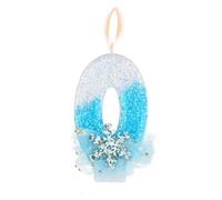 Flocon Neige Paillettes Bougie Number, Bougie d'Anniversaire Neige Glace et Neige Brillantes Bougies d'Anniversaire de Style Hivernal Fournitures Décoration Fête d'Anniversaire(Numéro 0)