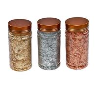 Flocons de feuille d'or imitation feuille métallique d'or pour peinture Nail Art argent Rose 3 bouteilles