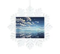 Flocons de neige à suspendre avec nuages blancs sur la mer - Flocons de neige à suspendre pour Noël, fêtes de vacances et décoration d'intérieur