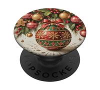 Flocons de Neige Blancs avec Sucre d'orge Pain de Gingembre Noël PopSockets PopGrip Adhésif