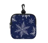 Flocons de Neige Bleu Marine de Noël,Pochette de Rangement carrée à Fermeture éclair, Porte-Monnaie en néoprène, Petit Portefeuille, Pochette à Monnaie, Porte-Monnaie