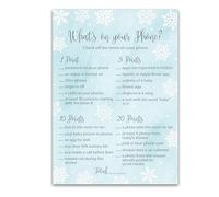 Flocons de neige - Ce qui est sur votre téléphone - Lot de 25 - Jeu de fête prénatale pour garçon - Jeu de fête prénatale pour garçon, Baby It's Cold Frost - Thème de Noël - Activité de fête prénatale