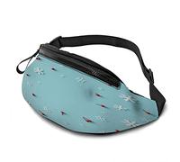 Flocons De Neige Et Baies Rouges Sac De Taille Décontracté pour Hommes Femme Abstrait Hiver Noël Nouvel an sur Bleu Durable Fanny Pack Profiter du Sport Randonnée Courir Cyclisme en Plein Air