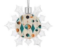 Flocons de neige géométriques du milieu du siècle - Décorations de sapin de Noël en plastique pailleté - Flocons de neige à suspendre pour les vacances de Noël et les fêtes