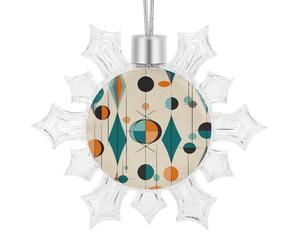 Flocons de neige géométriques du milieu du siècle - Décorations de sapin de Noël en plastique pailleté - Flocons de neige à suspendre pour les vacances de Noël et les fêtes