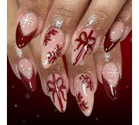 Flocons De Neige Givrés À Pression Rouge Et Blanc 24 Pièces Composant ABS Non Toxique Pour Manucure Française Solution Beauté Conception Flocon Neige