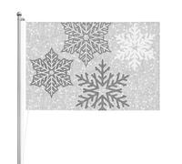 Flocons de neige gris argenté et blancs scintillants de Noël,Drapeau de jardin, bannière décorative, drapeau double face, 2 x 3 pieds, pour extérieur et intérieur