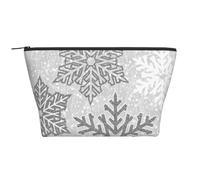 Flocons de Neige Gris argentés et Blancs étincelants de Noël, Trousse de Toilette Trousse de Maquillage Sac à cosmétiques Trousse de Toilette de Voyage Portable