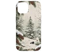 Flocons de Neige Hiver Vacances Paysage Serein Pin Forêt Neige Coque pour iPhone 14