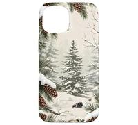 Flocons de Neige Hiver Vacances Paysage Serein Pin Forêt Neige Coque pour iPhone 15