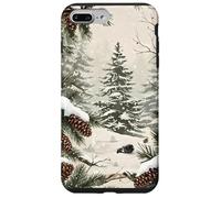 Flocons de Neige Hiver Vacances Paysage Serein Pin Forêt Neige Coque pour iPhone 7 Plus/8 Plus
