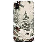 Flocons de Neige Hiver Vacances Paysage Serein Pin Forêt Neige Coque pour iPhone XS Max