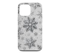 Flocons de Neige Noël Hiver Glace Gris Neige Frost Blanc Coque pour iPhone 13 Pro Max