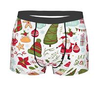 Flocons De Neige Père Noël Sapin De Noël Homme Boxer Shorts avec Ceinture Élastique Caleçon Ajustés sous-Vêtements pour Sport Loisirs Travail XXL