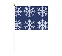 Flocons de neige simples, minimalistes et esthétiques, petits drapeaux à main, mini drapeaux sur bâton pour fête, activités d'équipe, défilés, décoration de vacances - Lot de 10