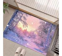 Flocons Neige La Jungle Paillasson Interieur Entree 50 X 80 Cm, Pays des Merveilles Hivernales Tapis D'Entrée Antidérapant, Tapis De Sol Absorbantes Rose pour Chien, Porte, Couloir