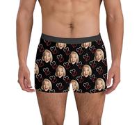Flodxo Boxer personnalisé pour homme avec photo de visage drôle grande taille Boxer personnalisé Boyfriend Sous-vêtement fantaisie Design votre propre sous-vêtement pour la Saint-Valentin Anniversaire