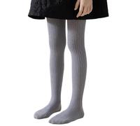 Flodxo Collants chauds d'hiver pour filles - Leggings thermiques extensibles - Pantalon d'école élégant et décontracté - Couleur unie - En coton - Coupe ajustée - Opaque, gris, 6-8 ans