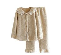 Flodxo Ensemble de pyjama en polaire à manches longues pour femme - Ensemble deux pièces - Haut de pyjama boutonné et bas de pyjama moelleux - Vêtements de nuit - Ensemble de pyjama pour femme