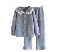 Flodxo Ensembles de Pyjamas en Polaire pour Femmes Manches Longues Hiver Chaud Pjs Ensemble Deux Pièces Vêtements de Détente Ensembles Haut de Pyjama Boutonné et Bas de Pyjama Moelleux Vêtements de