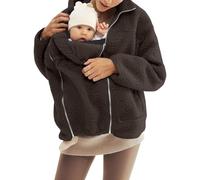 Flodxo Femmes Polaire Zip Up Maternité Bébé Portant Manteau D'hiver Pull Épais Sweatshirt Pull Veste pour Femme Marron L