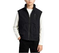Flodxo Gilets décontractés légers sans manches avec fermeture éclair intégrale pour filles et garçons, Noir , 9-10 ans