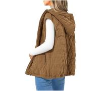 Flodxo Gilets et Bodywarmers pour Femmes sans Manches Matelassés Doudoune d'Hiver Gilet Puffer Veste Thermique pour Dames à Capuche Zippée Vêtements d'Extérieur Décontractés Manteaux Rembourrés Gilets