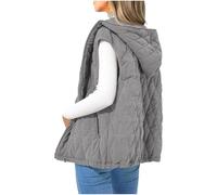 Flodxo Gilets et Bodywarmers sans manches matelassés pour femme - Doudoune d'hiver Theramls - Veste à capuche zippée - Manteaux rembourrés décontractés - Gilet solide et chaud