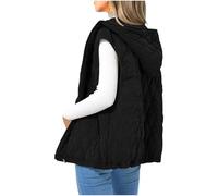 Flodxo Gilets et Bodywarmers sans manches matelassés pour femme - Doudoune d'hiver Theramls - Veste à capuche zippée - Manteaux rembourrés décontractés - Gilet solide et chaud
