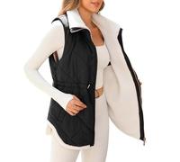 Flodxo Gilets pour femme avec doublure en polaire - Gilets et chauffe-corps matelassés - Gilet d'hiver sans capuche sans manches - Manteau chaud avec poches - Hauts thermiques décontractés