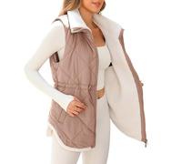 Flodxo Gilets pour femme avec doublure en polaire - Gilets et chauffe-corps matelassés pour dames - Gilet d'hiver sans capuche sans manches - Veste en duvet - Manteau chaud - Doudoune avec poches