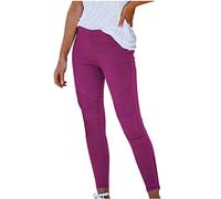 Flodxo Jeggings pour femme taille haute stretch élastique pantalon tendance skinny slim crayon pantalon rétro couleur unie décontracté leggings hip-hop à enfiler, violet, L