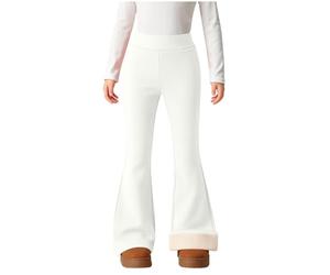 Flodxo Leggings évasés doublés en polaire pour enfants - Pantalon thermique chaud décontracté épais uni - Collants solides - Pantalon de yoga - Coupe ajustée - Pantalon d'école, blanc, 10-11 ans