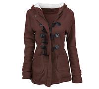 Flodxo Manteaux d'hiver pour femmes Duffle-coat femmes Boutons en corne Doublure polaire Épais Sweats à capuche Décontracté Chaud Vestes fermeture éclair Classique Élégant Boutons-pressions Pardessus