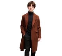 Flodxo Manteaux en laine à double boutonnage pour garçons - Veste élégante et décontractée - Trench-coat pour enfants - Manteau coupe-vent pour l'automne et l'hiver - Coupe classique, café, 12-13 ans