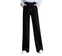 Flodxo Pantalon de travail pour femme en coton à jambes larges - Taille élastique - Pantalon ample décontracté en velours côtelé - Coupe droite - Pantalon de survêtement extensible - Vêtements de