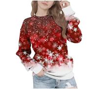 Flodxo Pull de Noël lumineux pour enfants avec manches longues, sweat-shirt décontracté et ample à motif festif, top kitsch de Noël, sweat à col rond pour enfants, Blanc (13), 4-5 ans